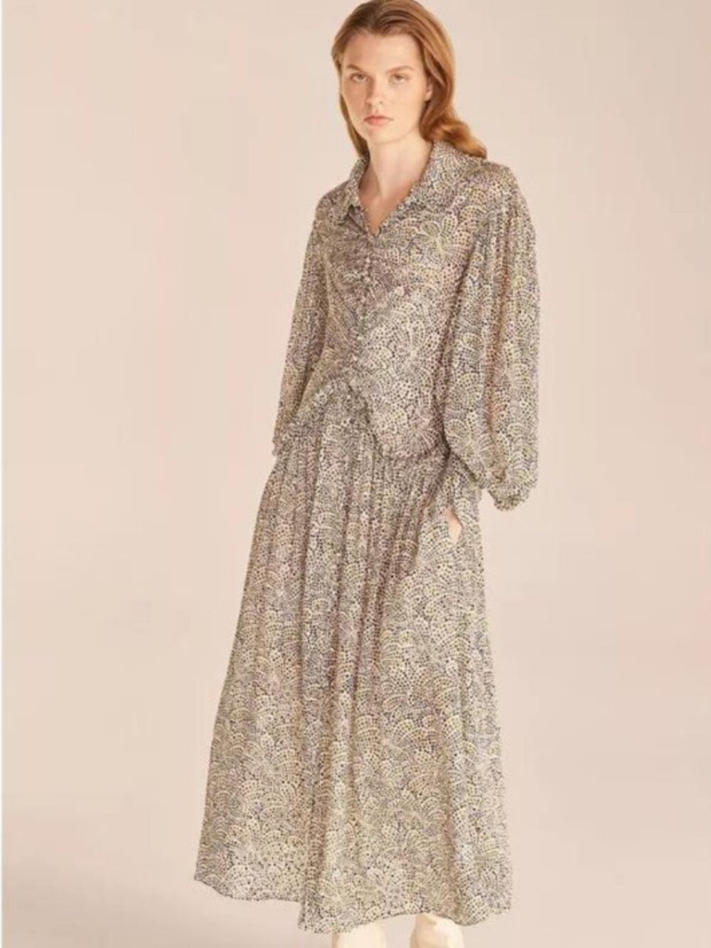 New Rebecca Taylor Speckled Fleur Ruffle Front Shirt Midi Dress Size 4 & 10 NWT